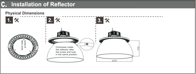 2020 ontwikkel Luminaire IP65 UFO LEIDENE Hoge Baai Lichte Industriële 240W Hoge Helderheid