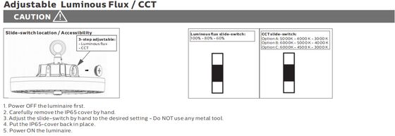 HB4H DIP Schakelbare Vermogen en 3CCT UFO LED High Bay Licht 150W 150LPW met 20W/30W@3 Uur Nood