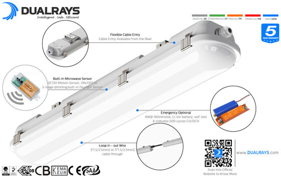 1200mm van de LEIDENE Tri van het het Waterstof Bewijslamp 30W de Dampbewijs 1-10V die DALI Controller verduistert