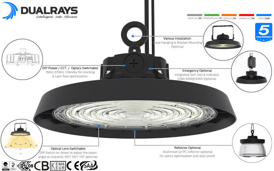 van de Bestuurdersslim version van 150W HB3 Eco Ingebouwde het UFO LEIDEN Licht met het Verduisteren van 1-10V KNX